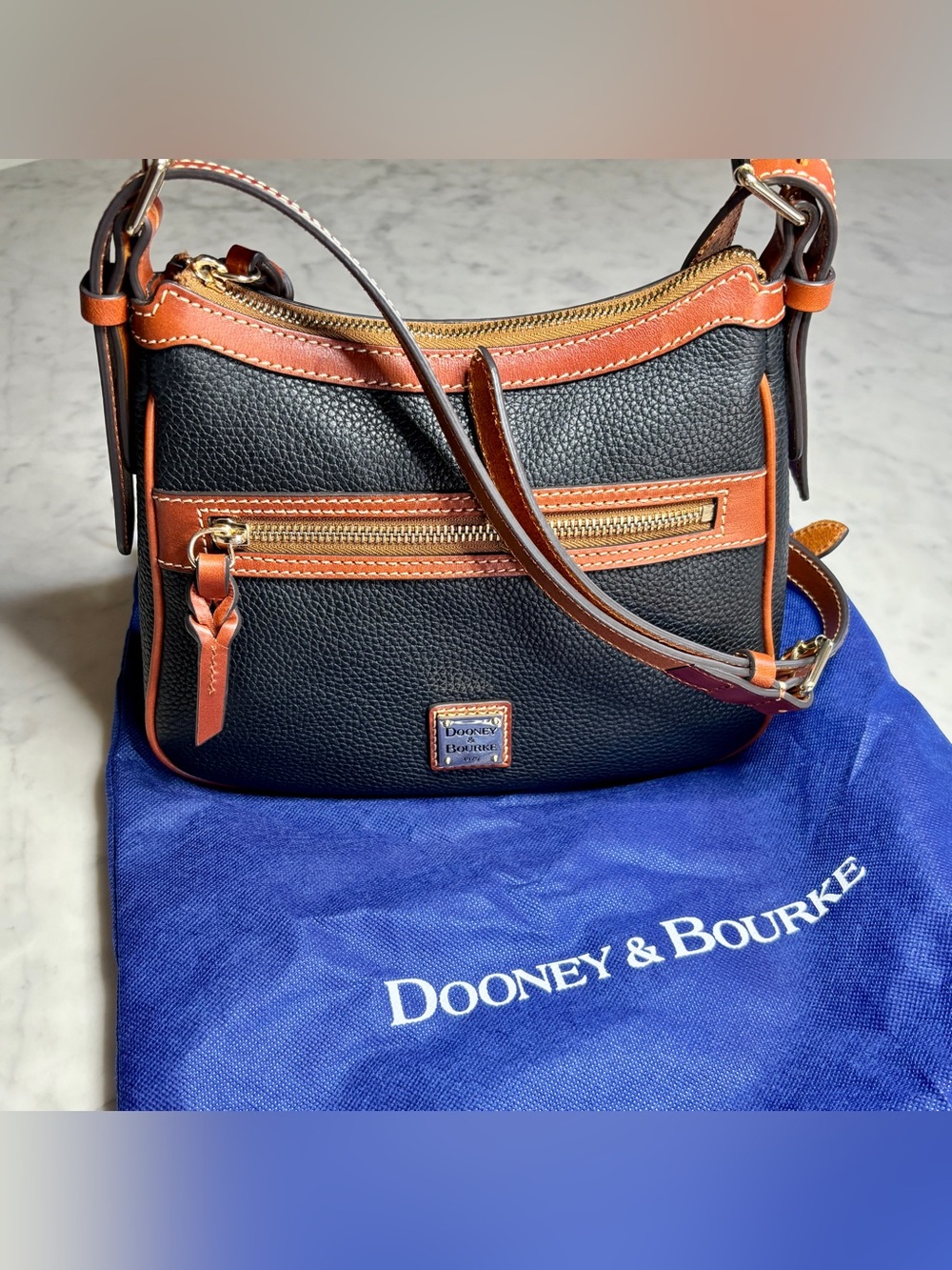 Dooney & Bourke Black Pebble Leather Presley Crossbody